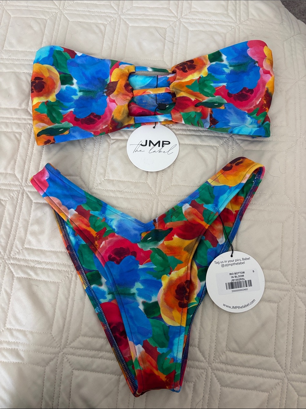 JMP The Label Vibrant Floral Bandeau Bikini Set